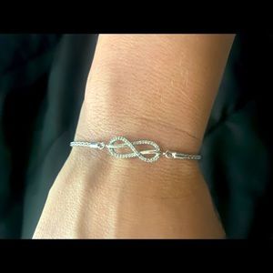 Infinity sterling silver bolo diamond bracelet